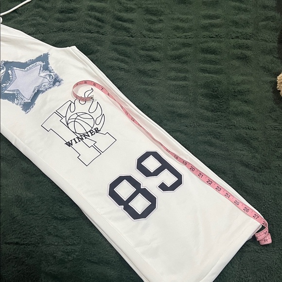 White Graphic Sweatpants with blue Designs - Picture 10 of 15